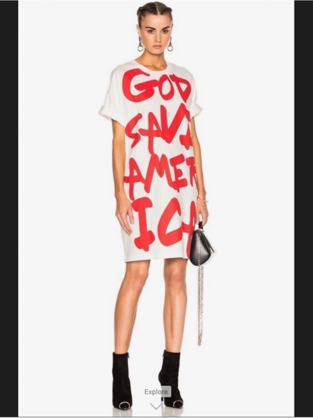 R13 White Mini Dress with Bold Red Graphic